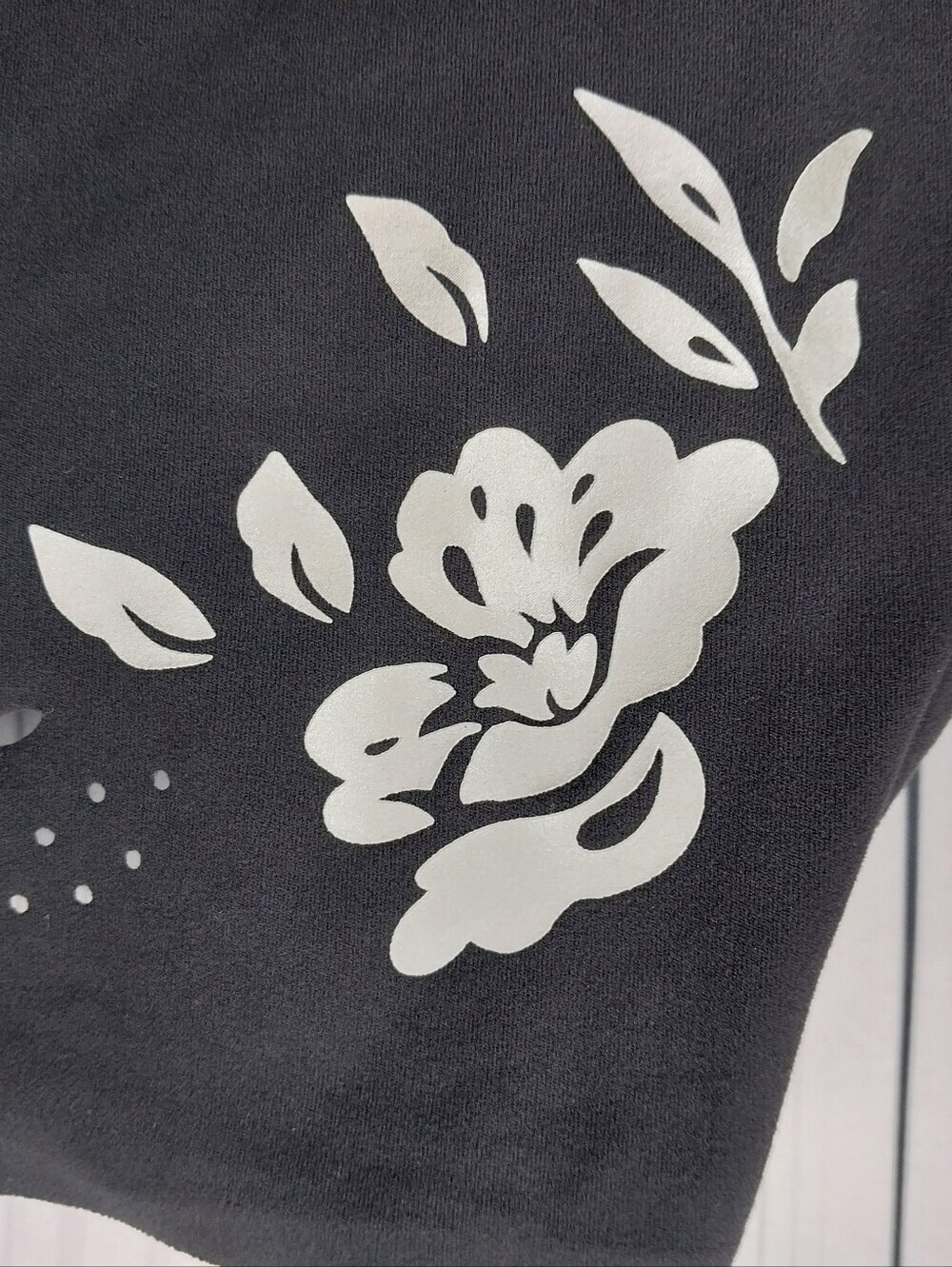 Athleta Black Floral Conscious Eyelet Racerback Cropped Activewear Tank Top - Picture 2 of 7